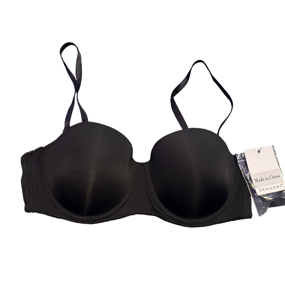 NEW Ekouaer Black Convertible Strapless Padded Underwire Multiway Bra 34C